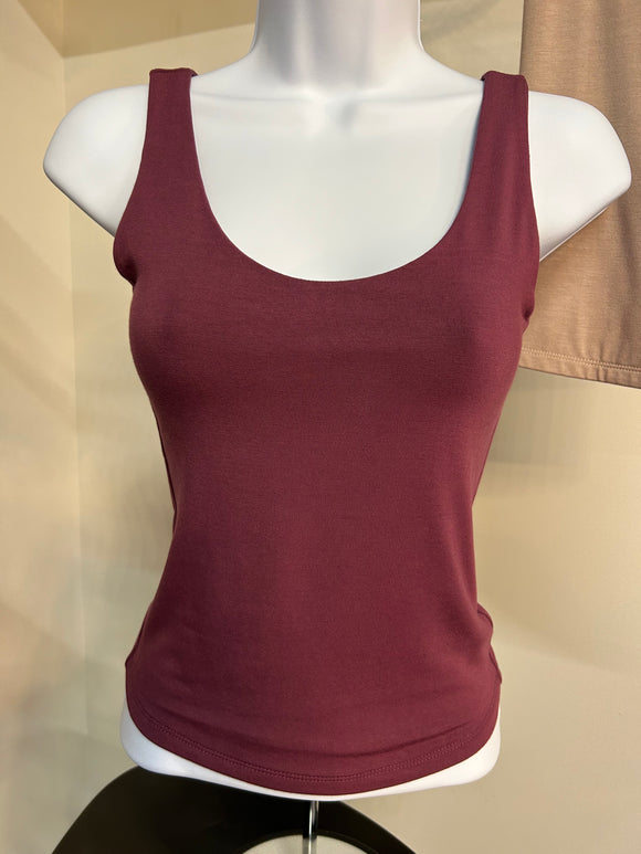Basic Double Lined Scoop Neck Jersey Tank